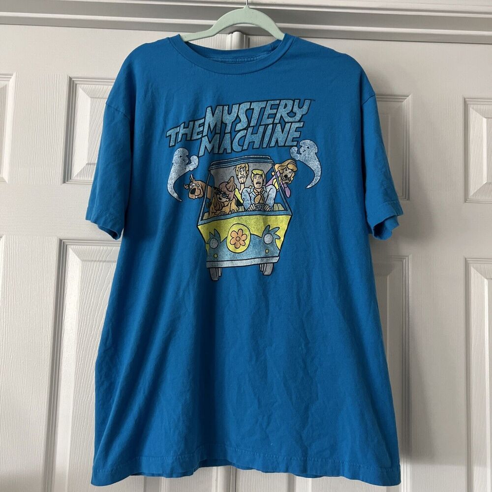 Scooby Doo Mens T Shirt XL Mystery Machine Van Cartoon Dog Ghosts Retro Blue